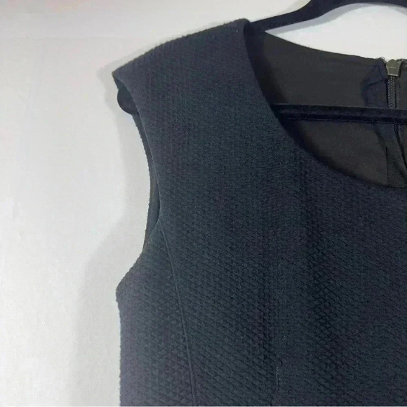 Rebecca Taylor Black Sheath Dress Textured Terry Flounce Sleeveless  Size 6 - Picture 4 of 14